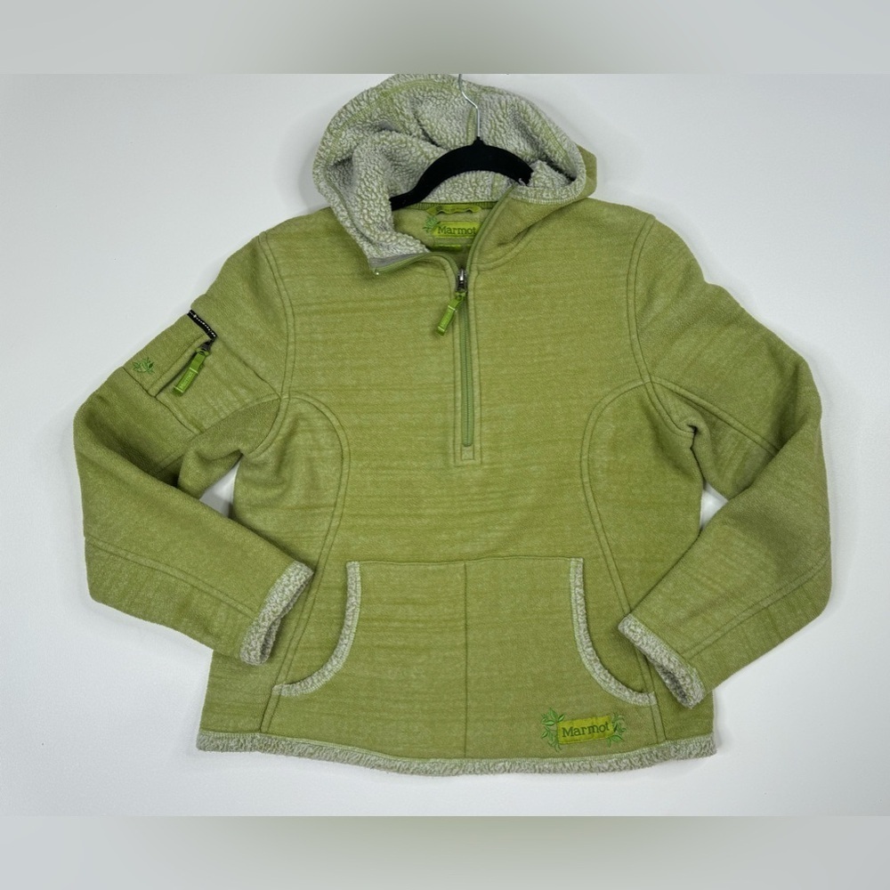 Marmot Olive Hooded Sweatshirt with Pockets
